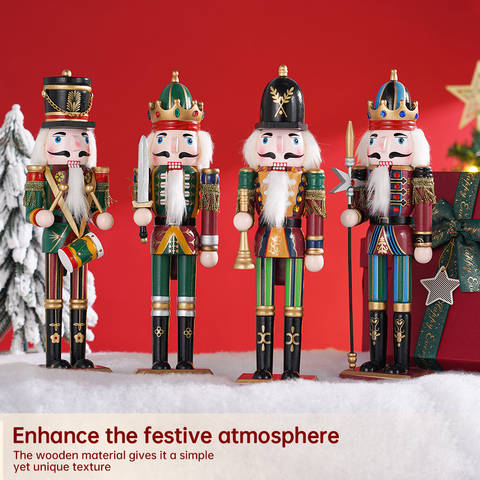 12-Inch Wooden Nutcracker Soldier, Hand-Painted Christmas Figure