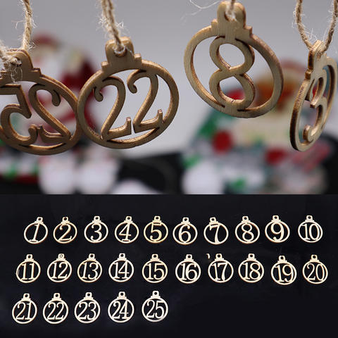 Wooden Christmas Countdown Blocks, Number 1-25 Advent Table Decor