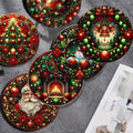 Painted Wooden Christmas Coasters, Set of 6 Non-Slip
