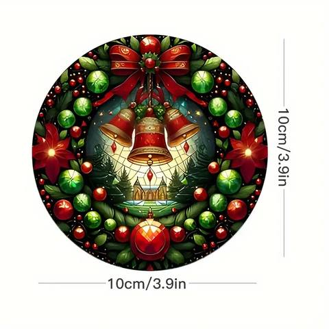 Painted Wooden Christmas Coasters, Set of 6 Non-Slip