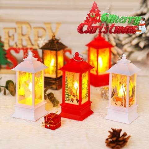 Christmas LED Tabletop Lantern Night Light, Snowman Santa Reindeer