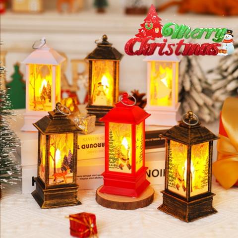 Christmas LED Tabletop Lantern Night Light, Snowman Santa Reindeer