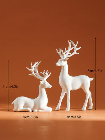 Reindeer Tabletop Figurines, 2-Piece Christmas Table Decor
