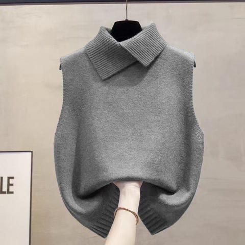 Knitted Sweater Vest, Sleeveless Fall Layering Top for Women
