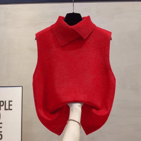 Knitted Sweater Vest, Sleeveless Fall Layering Top for Women