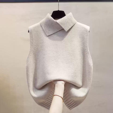 Knitted Sweater Vest, Sleeveless Fall Layering Top for Women
