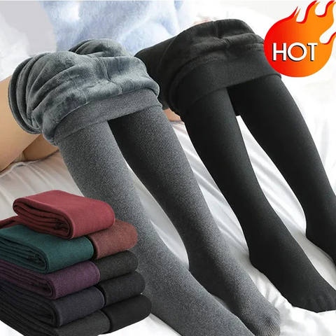 Fleece-Lined Thermal Tights, Warm Velvet Winter Leggings for Women