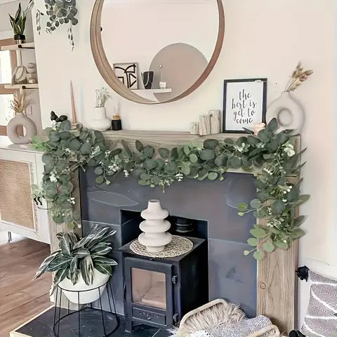 Artificial Eucalyptus Wreath, Faux Greenery Front Door Wreath