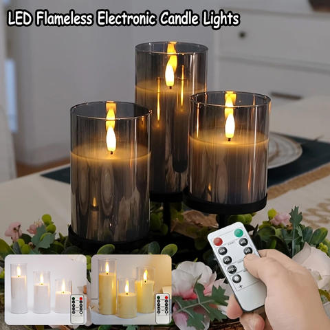 LED Flameless Candles with Remote and Timer, Flickering Flame Pillar Set