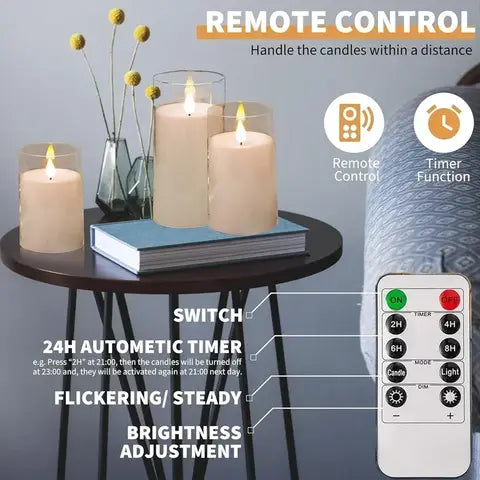 LED Flameless Candles with Remote and Timer, Flickering Flame Pillar Set