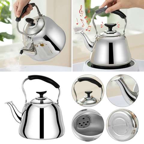 Stainless Steel Whistling Tea Kettle with Infuser, Stovetop Hot Water Kettle