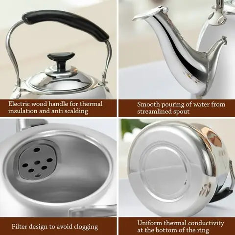 Stainless Steel Whistling Tea Kettle with Infuser, Stovetop Hot Water Kettle