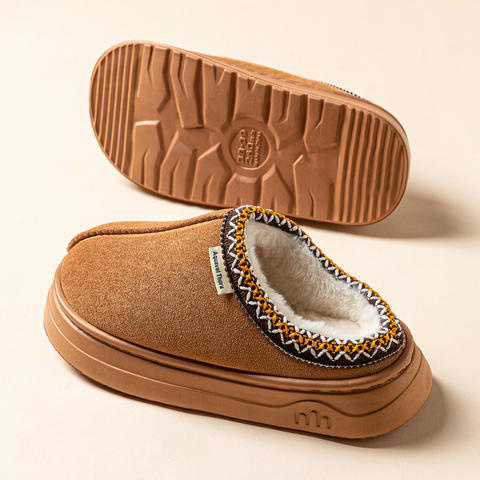 Winter Slipper Boots for Women, Fuzzy Soft-Sole Indoor-Outdoor Booties