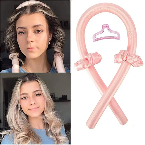 Satin Heatless Curling Rod Set, No-Heat Overnight Hair Curler Headband