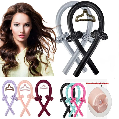 Satin Heatless Curling Rod Set, No-Heat Overnight Hair Curler Headband