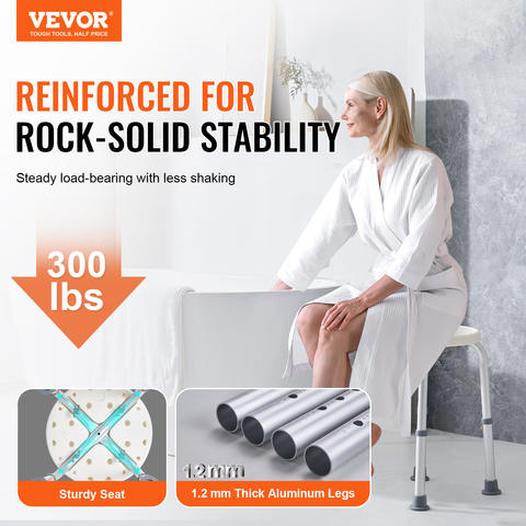 Adjustable Shower Chair with Non-Slip Feet, Inside-Shower Stool