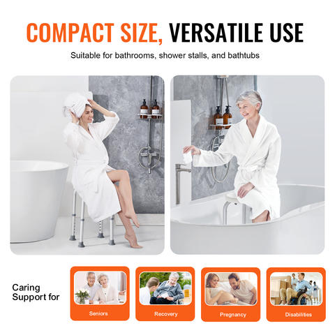 Adjustable Shower Chair with Non-Slip Feet, Inside-Shower Stool