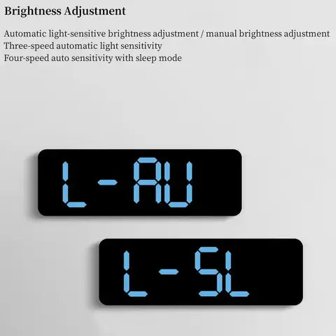 Large Digital Wall Clock with Day-of-Week, Date and Temperature Display