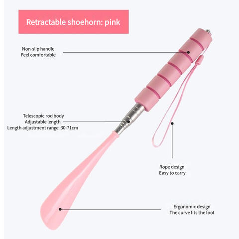Telescoping Long Shoehorn, 12-28 Inch Adjustable Metal Shoe Horn