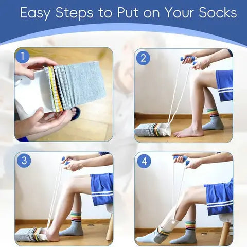 Sock Aid, Easy-On Stocking Slider with Handles, No Bending