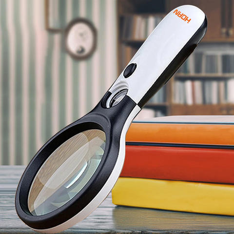 Handheld Magnifying Glass with 3 LED Lights for Reading