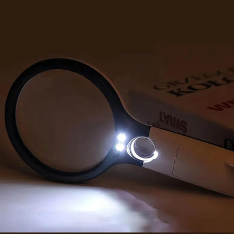 Handheld Magnifying Glass with 3 LED Lights for Reading