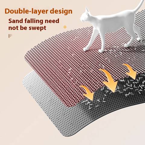 Extra-Large Double-Layer Cat Litter Mat, Non-Slip Waterproof Litter Trapping Mat
