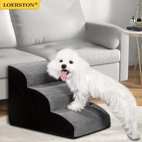 Foam Pet Stairs, 2/3-Step Non-Slip Washable Bedside Steps for Dogs and Cats