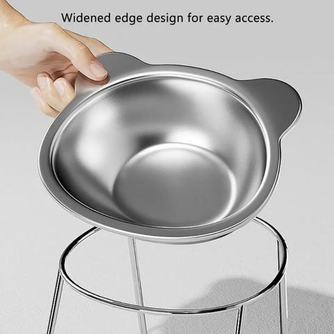 Elevated Tilted Cat Bowl, 15-Degree 304 Stainless Steel Pet Dish