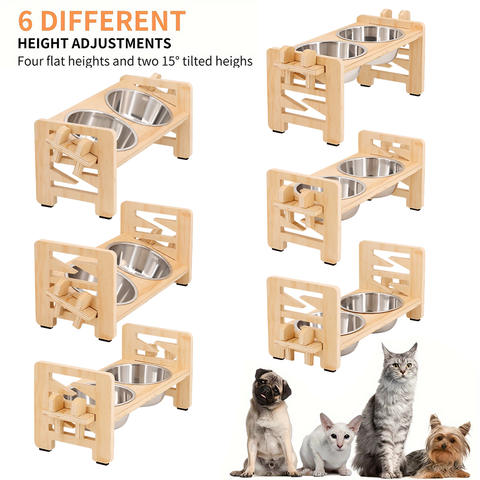 Elevated Adjustable Pet Feeder Stand, Tilted Bowls for Small Dogs and Cats