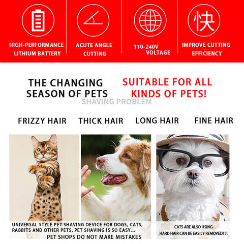 Low-Noise Pet Hair Clipper, Rechargeable Dog Grooming Trimmer