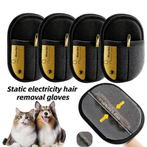 Pet Hair Removal Gloves, 2-Piece Double-Sided Deshedding Grooming Gloves