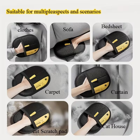 Pet Hair Removal Gloves, 2-Piece Double-Sided Deshedding Grooming Gloves