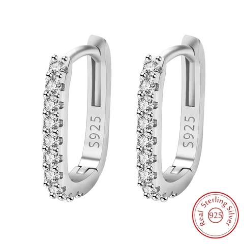 925 Sterling Silver Circle Stud Earrings, Zircon Paved