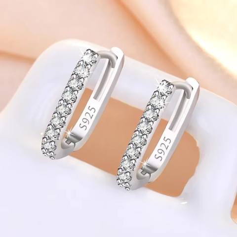 925 Sterling Silver Circle Stud Earrings, Zircon Paved