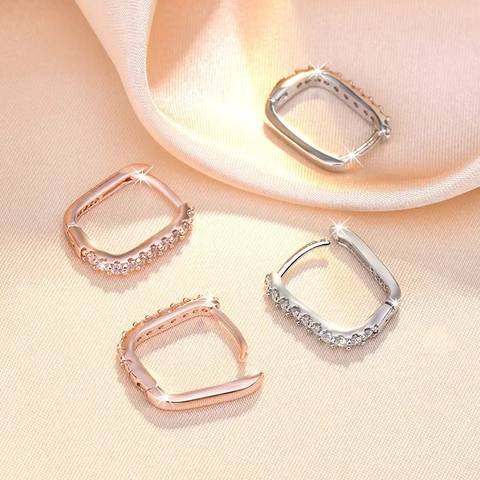 925 Sterling Silver Circle Stud Earrings, Zircon Paved