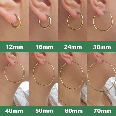 Stainless Steel Minimalist Hoop Earrings, 12-70mm Round Hoops