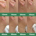 Stainless Steel Minimalist Hoop Earrings, 12-70mm Round Hoops