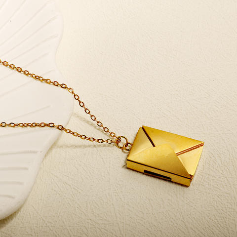 Stainless Steel Envelope Pendant Necklace, Waterproof Everyday Piece